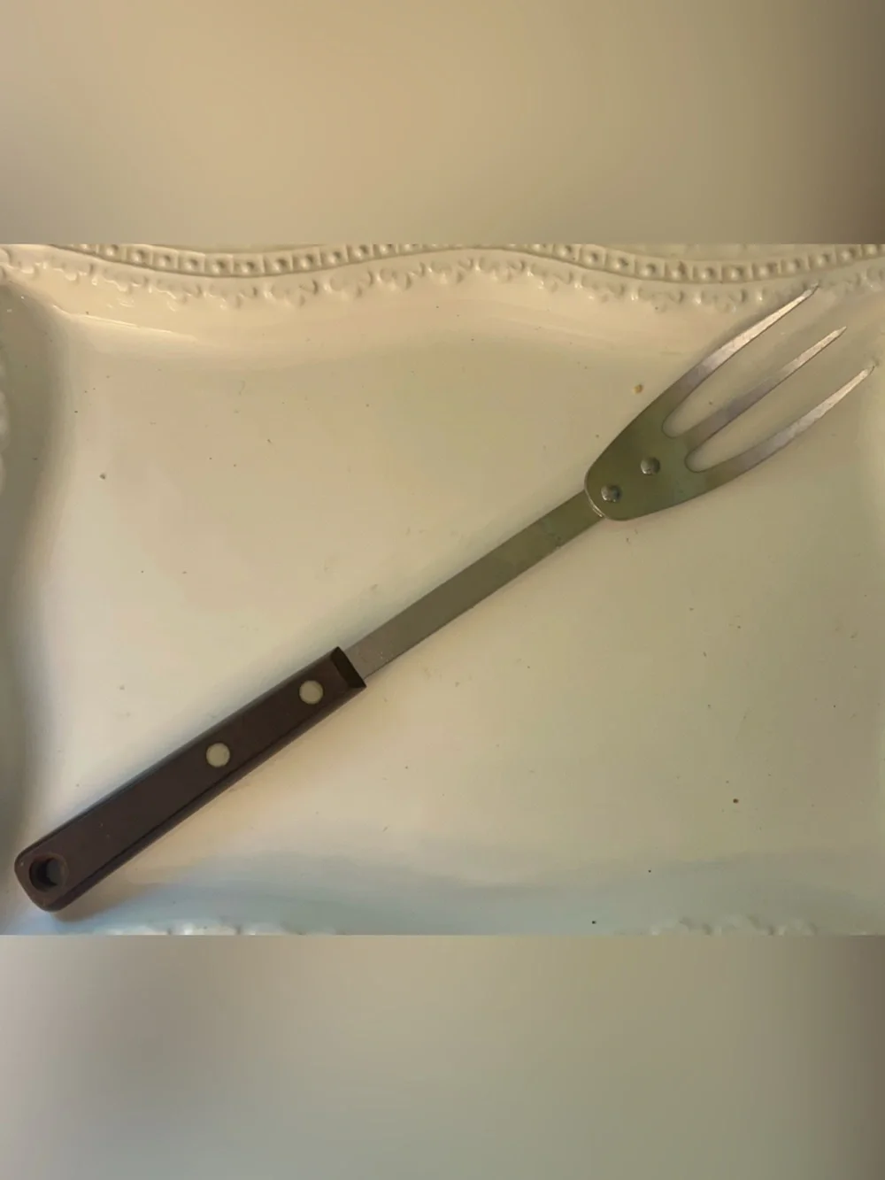 Vintage Ekco Eterna Forge Stainless Steel Meat Carving Fork 11.5 inch